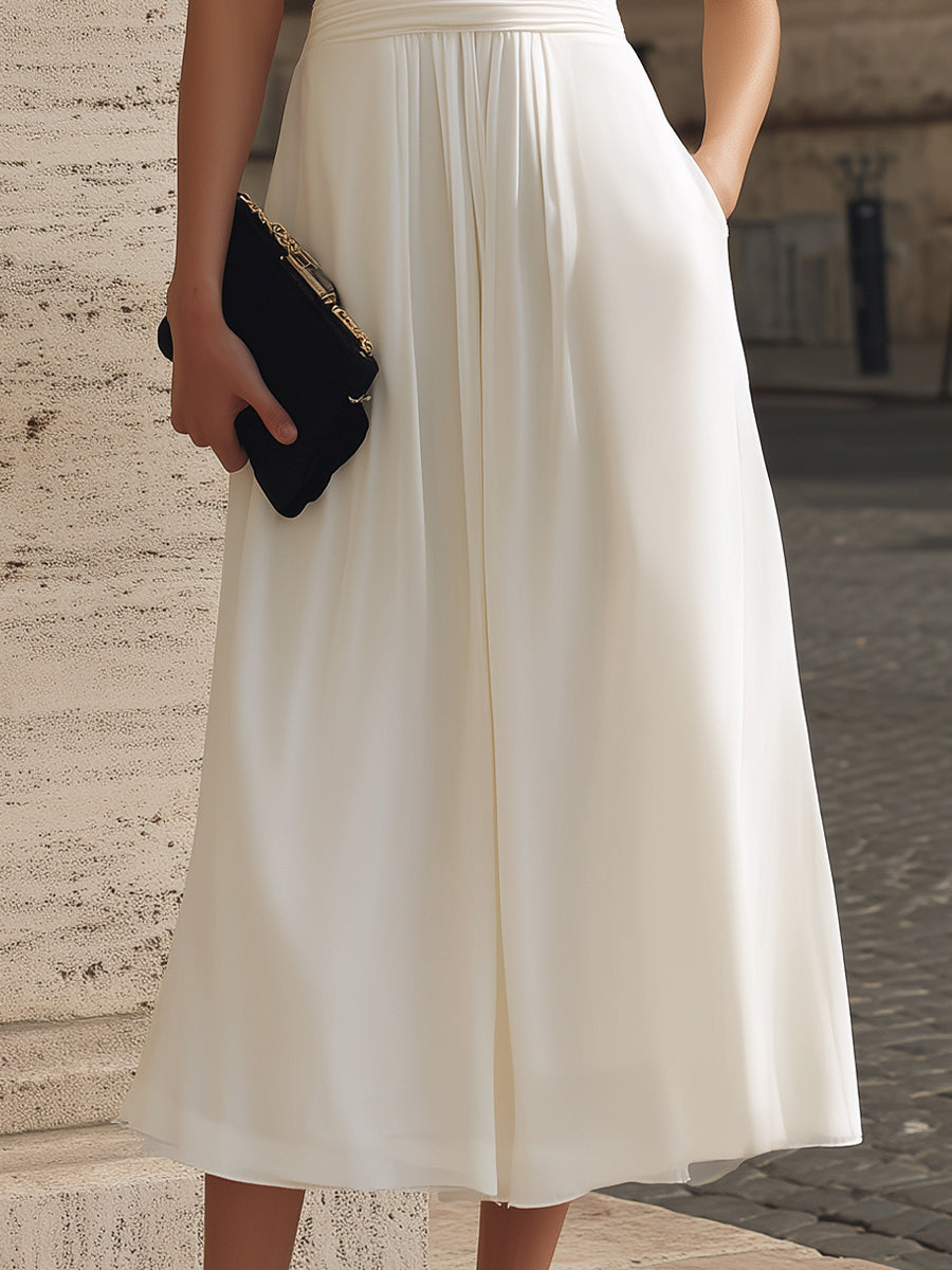 Ruffle Sleeve Ruched Waist Maxi Dress