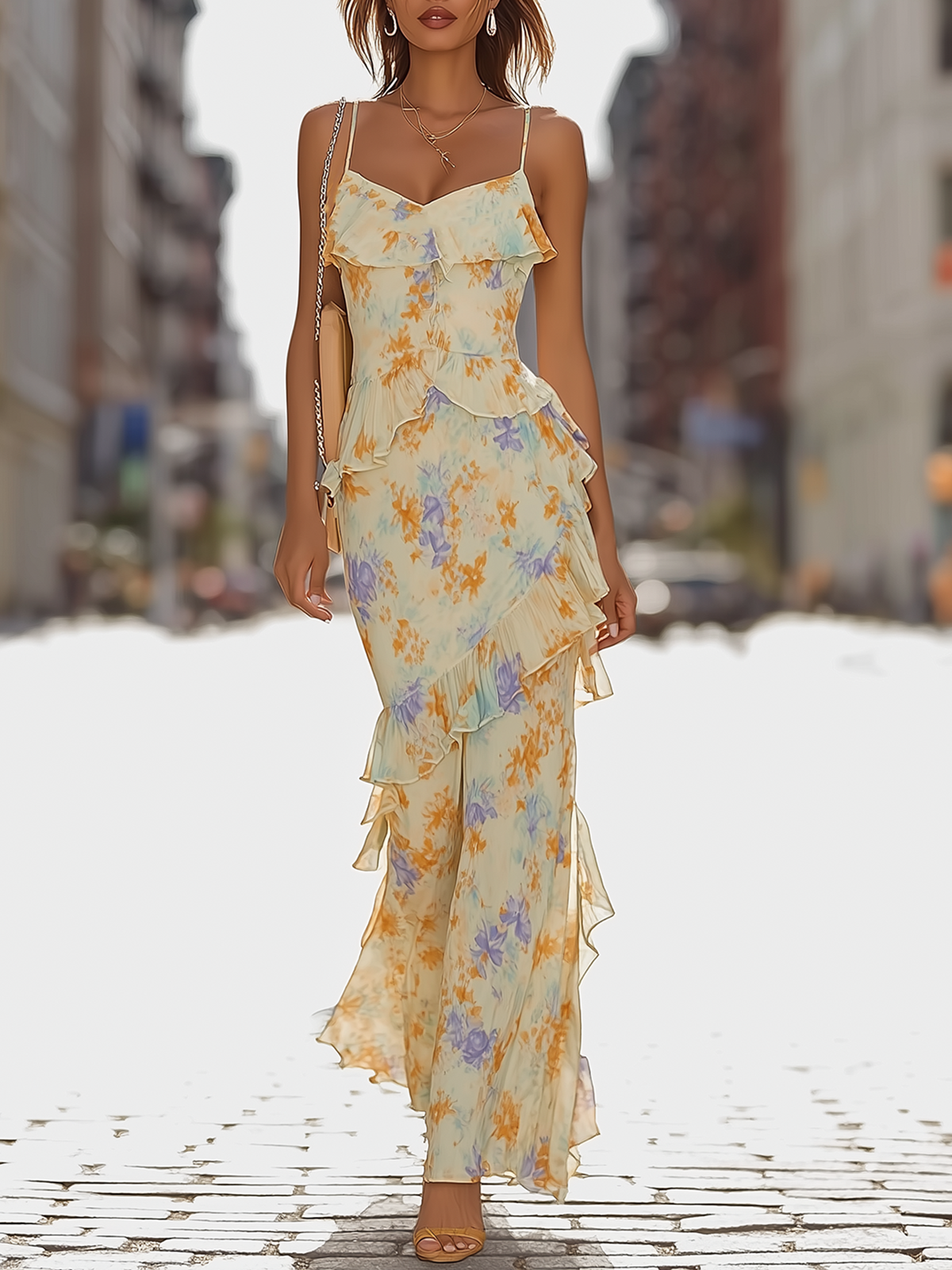 Spaghetti Strap Flowy Floral Maxi Dress
