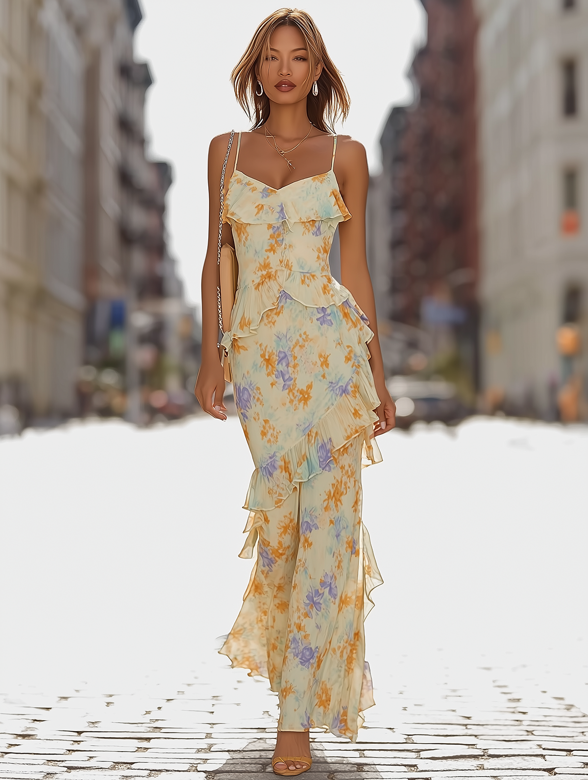 Spaghetti Strap Flowy Floral Maxi Dress