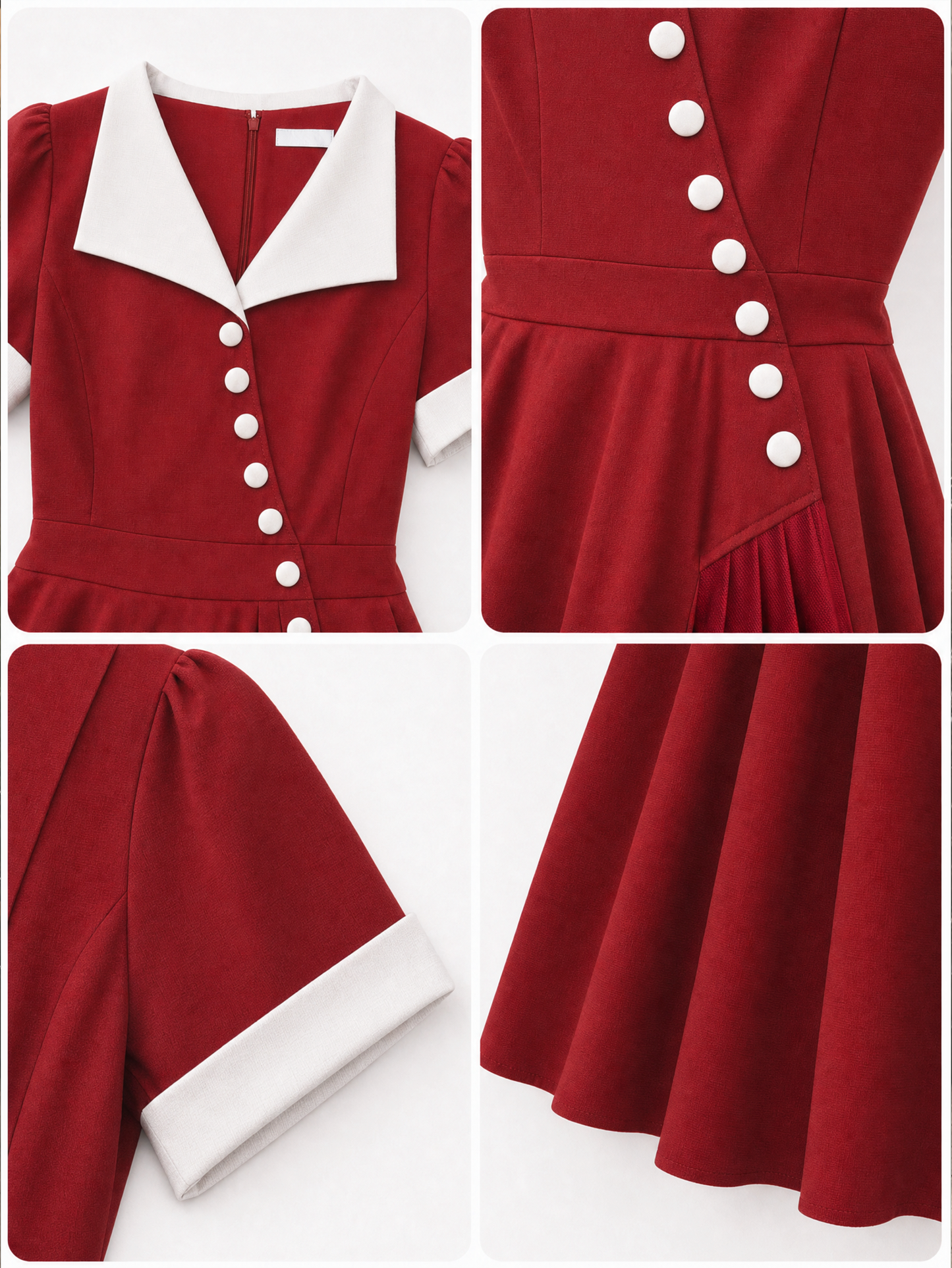 Vintage V-Neck Slant Placket A-Line Midi Dress