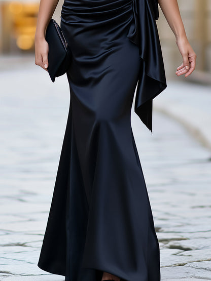 Ruched Side-Tie Mermaid Maxi Dress