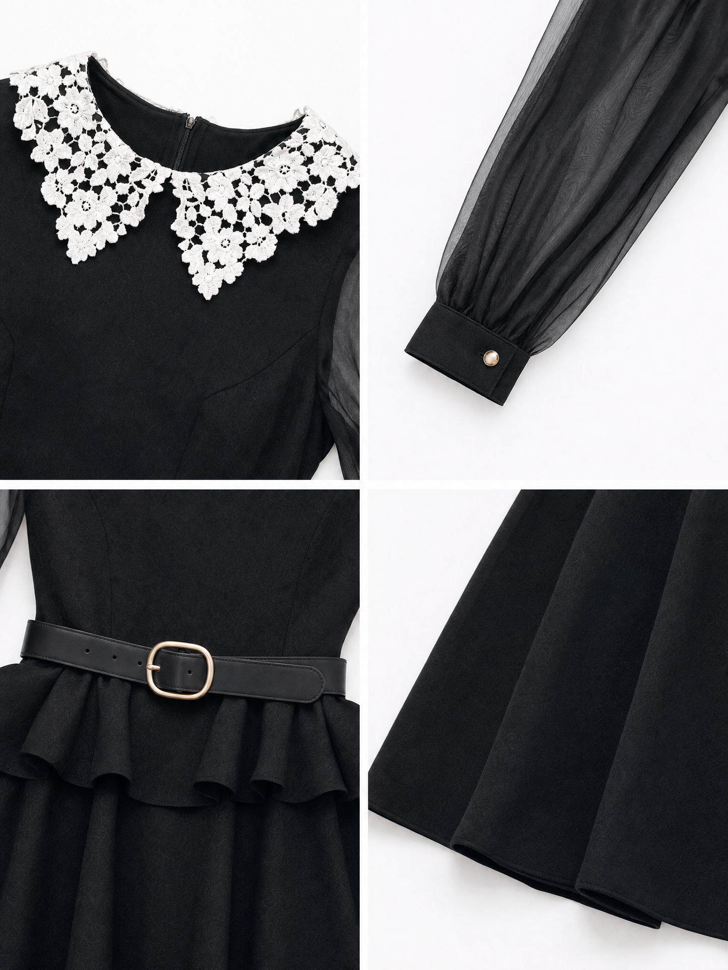 Vintage Lapel Ruffled Umbrella Midi Dress