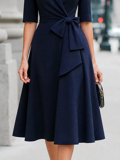 Belted Wrap-Front Blazer A-Line Midi Dress