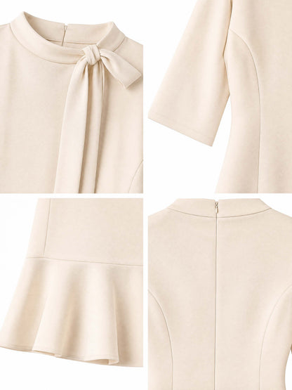 Vintage Bow Tie Neck Mermaid Midi Dress