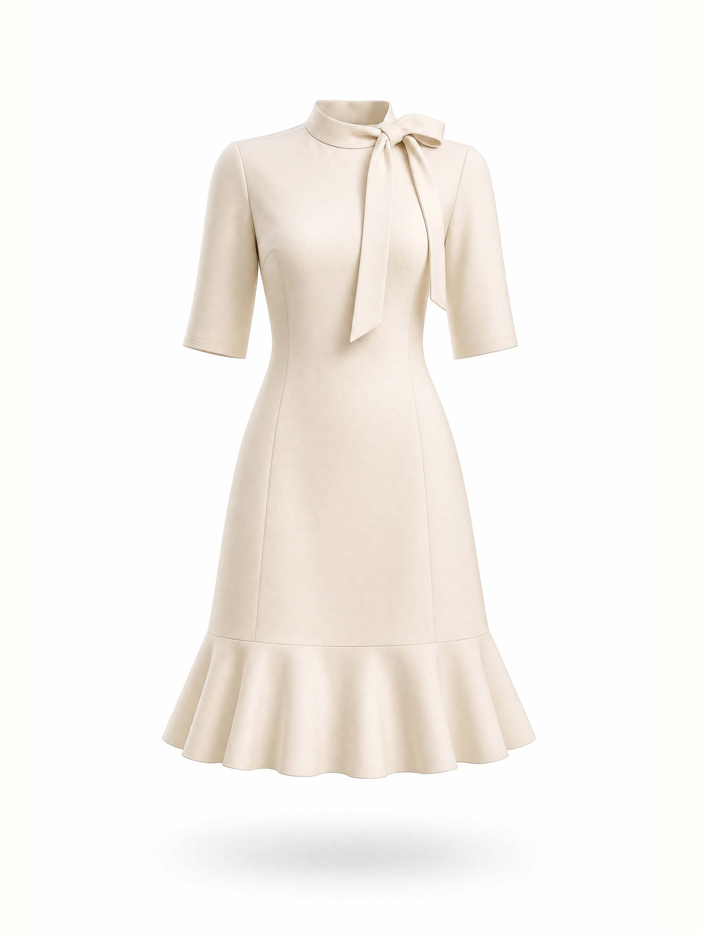 Vintage Bow Tie Neck Mermaid Midi Dress