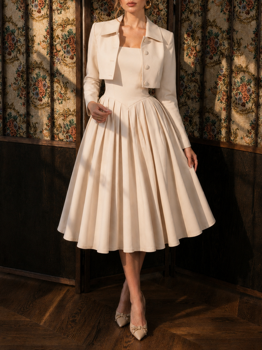 Vintage Swing Cami Dress & Blazer Two-Piece Set