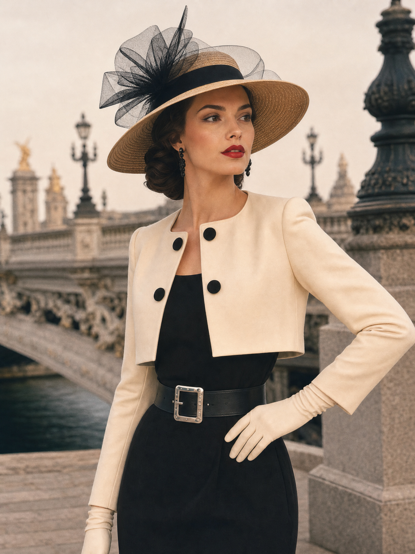 Vintage Square Neck Dress & Blazer Two-Piece Set