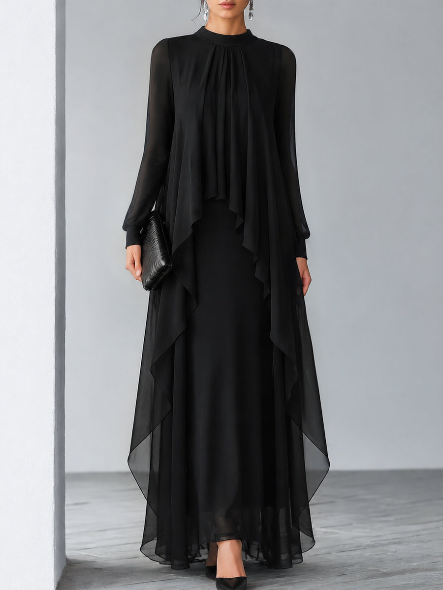 Relaxed Flowing Layered Chiffon Maxi Dress