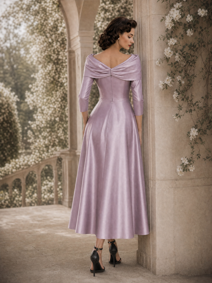 Vintage Bow Collar Gown Maxi Dress
