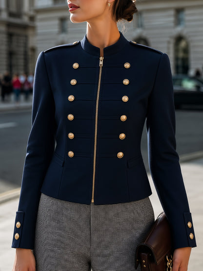 Military-Inspired Double-Breasted Jacket