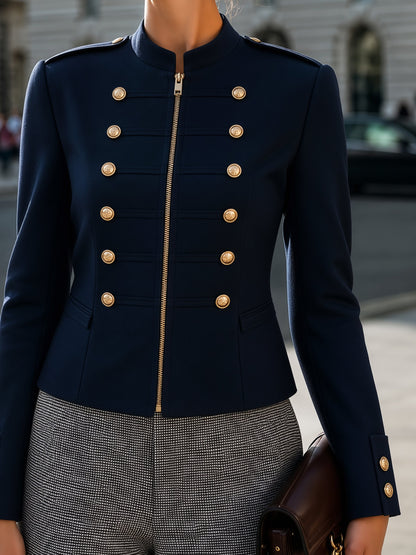 Military-Inspired Double-Breasted Jacket