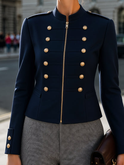 Military-Inspired Double-Breasted Jacket