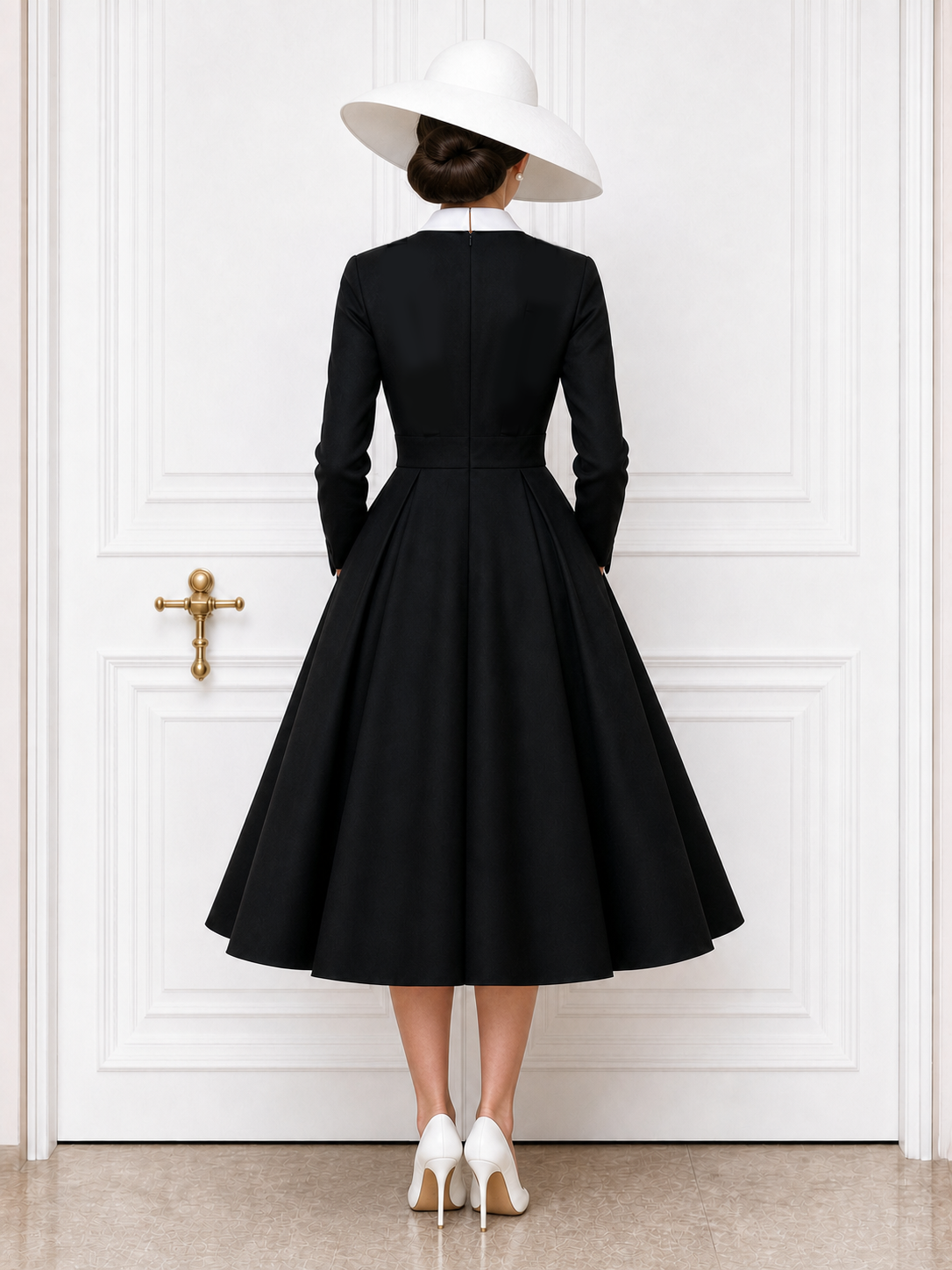 Vintage Faux Two-Piece Spliced Miid Dress