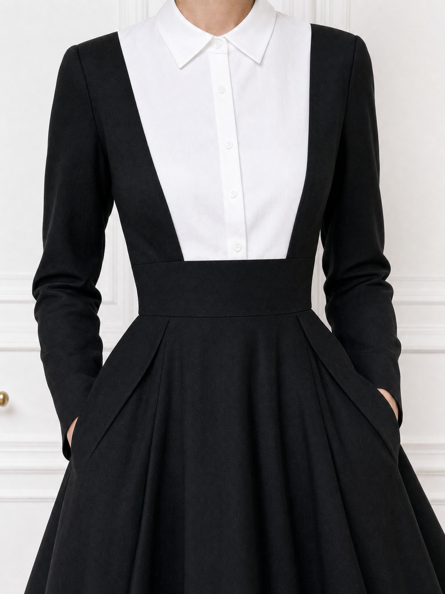 Vintage Faux Two-Piece Spliced Miid Dress
