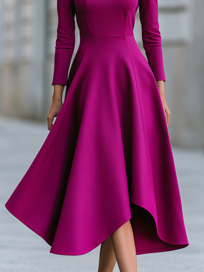 Princess-Seam Handkerchief-Hem Midi Dress