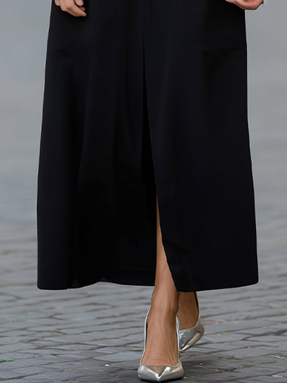 Elegant Boat-Neck Long-Sleeve Maxi Dress