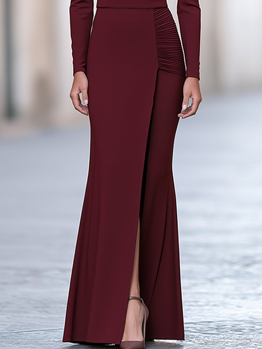 Elegant Asymmetric Layered Gown With Pleated Detail