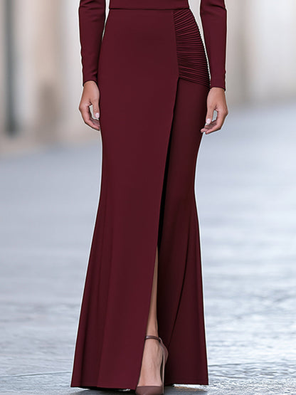 Elegant Asymmetric Layered Gown With Pleated Detail