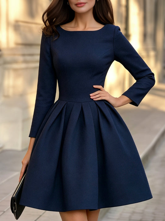 Structured Pleated A-Line Mini Dress