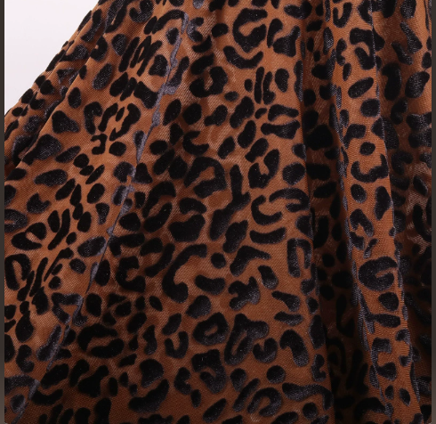 Leopard Print Cowl-Neck Ruched Midi Dress