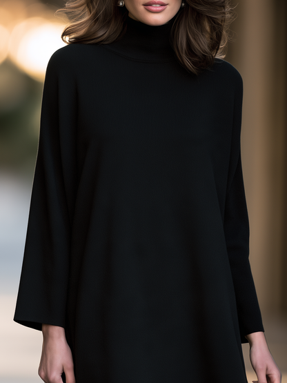 Turtleneck Cape Sleeve Knit Mini Dress