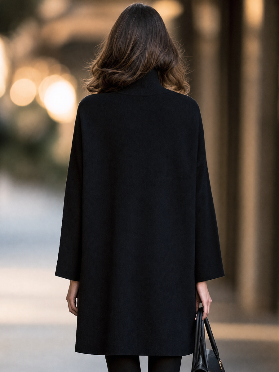 Turtleneck Cape Sleeve Knit Mini Dress