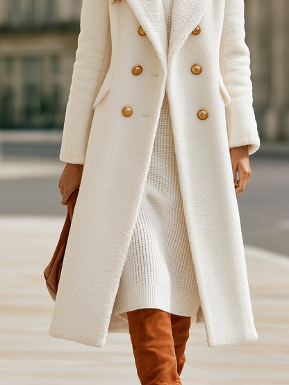 Double-Breasted Teddy Long Coat