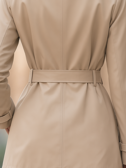 Classic Khaki Double Breasted Short Trench Coat