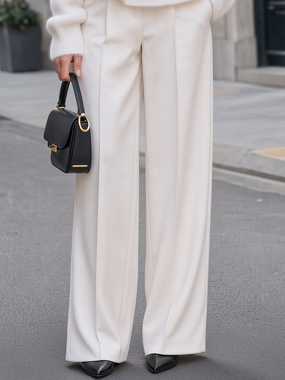 Belted Knit Sweater & Wide-Leg Tailored Pants Set