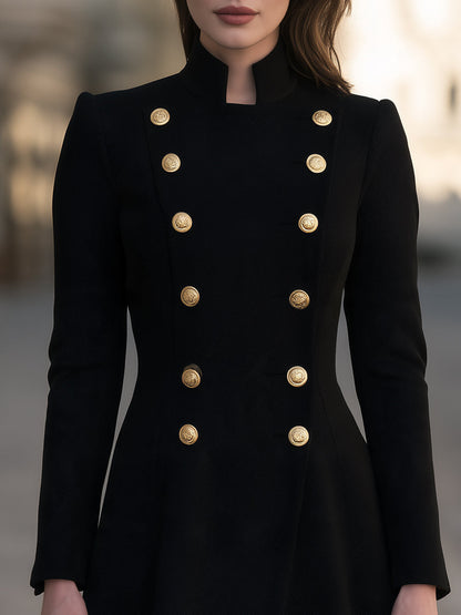 Military-style double-breasted midi dress/coat