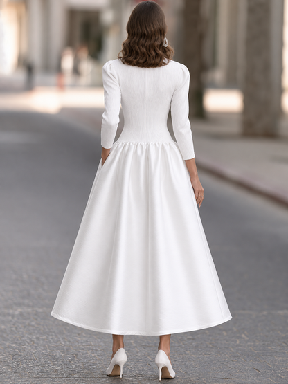 V-Neck Textured Drop Waist Maxi Dress