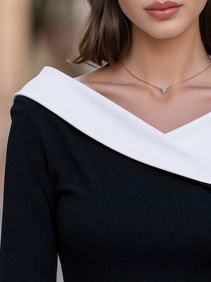 Asymmetric Foldover Collar Fitted Top