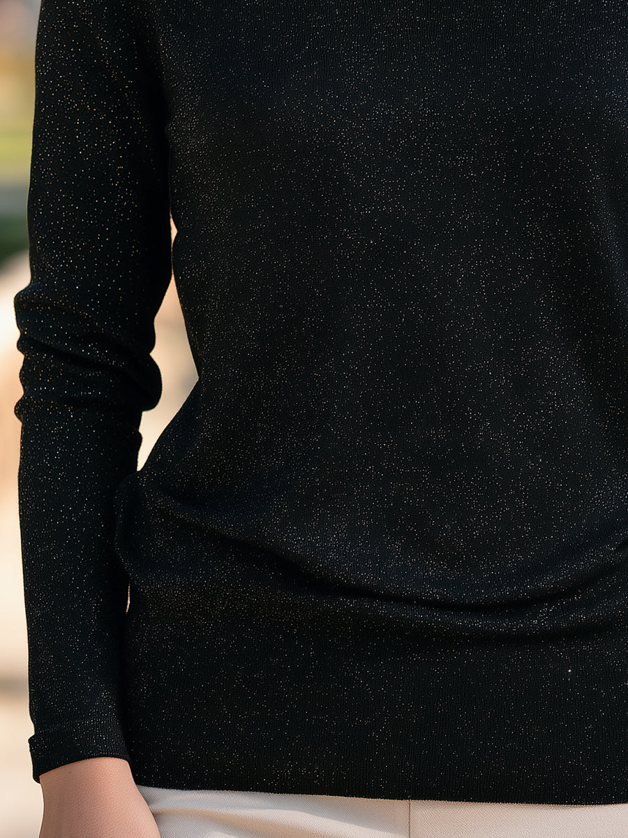 Lace-Trimmed Shimmering Boat Neck Top