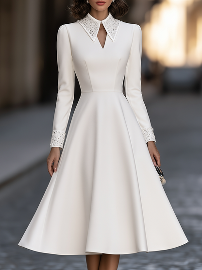 Sequin Collar And Cuff Fit And Flare Midi Dress