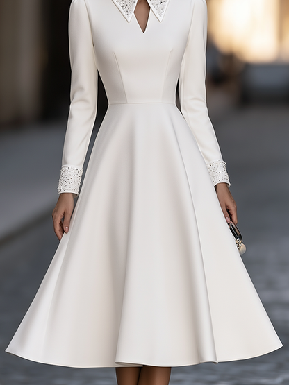 Sequin Collar And Cuff Fit And Flare Midi Dress