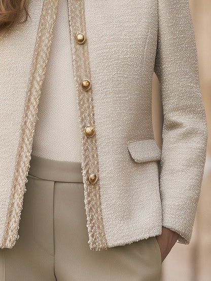 Metallic-Trim Tweed Jacket