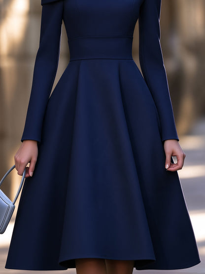 Asymmetric One-Shoulder Fit-and-Flare Midi Dress