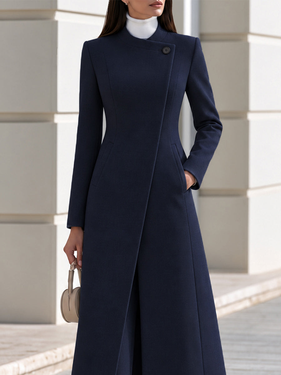 Asymmetric Wrap Long Coat & Wide Leg Trouser Co-ord Set