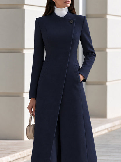 Asymmetric Wrap Long Coat & Wide Leg Trouser Co-ord Set