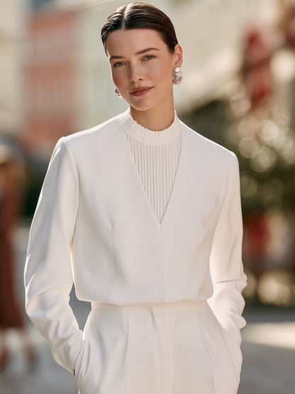 Layered Mock-Neck Structured Blouse