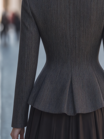 Velvet Lapel Peplum Tailored Jacket
