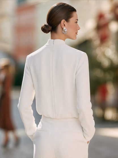 Layered Mock-Neck Structured Blouse