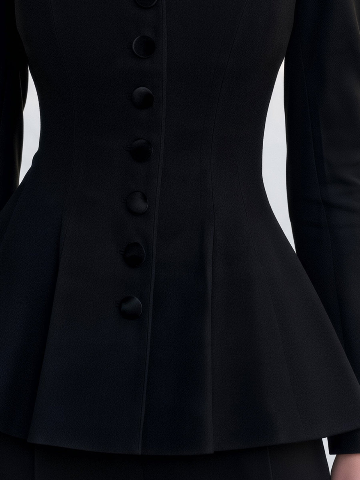 Lace-Panel Peplum Tailored Jacket
