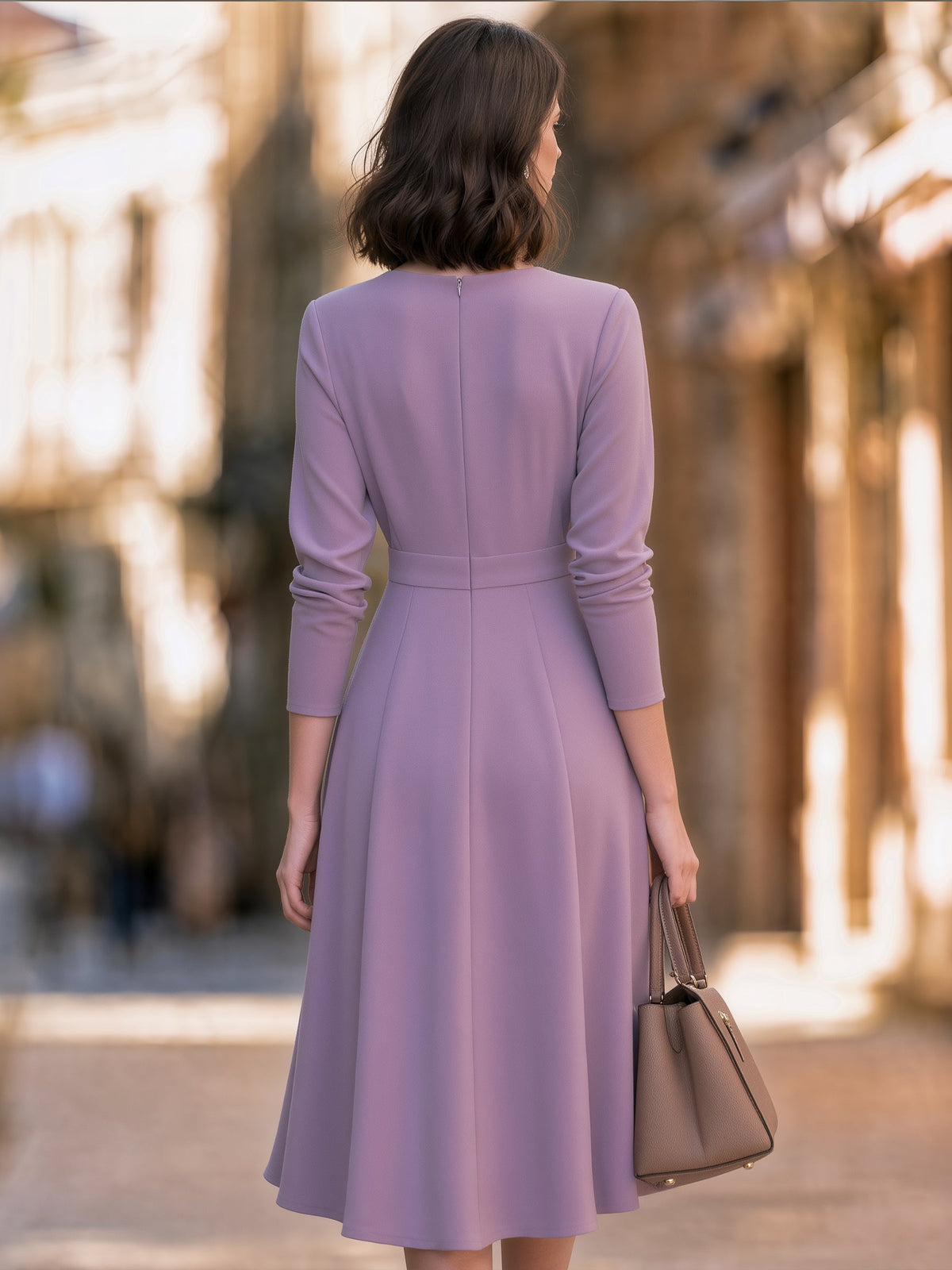Pleated V-Neck Cascading Ruffle Midi Dress