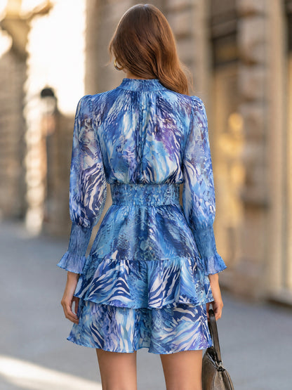 Blue Zebra Snake Print Mini Dress