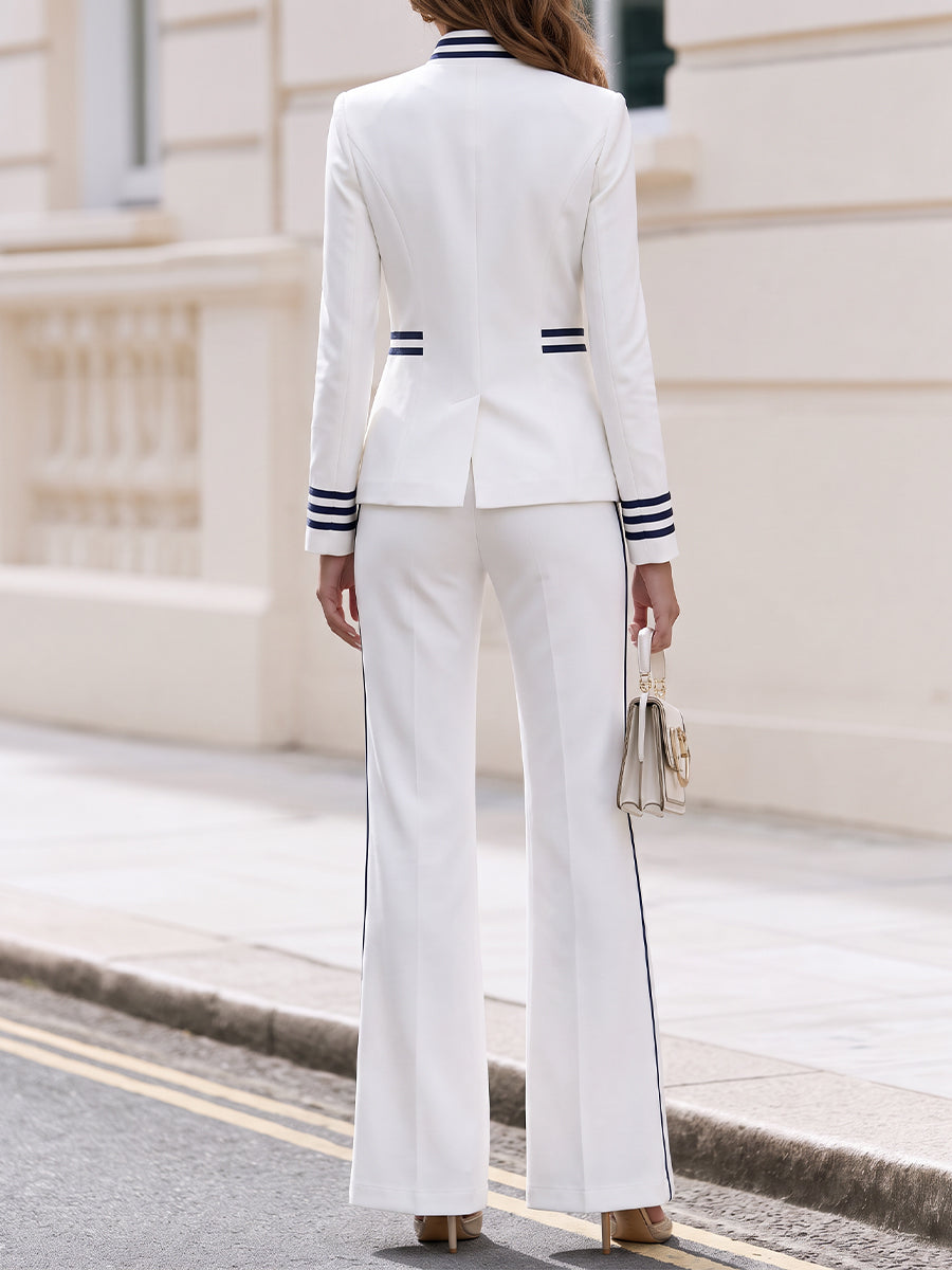 Striped Double Breasted Blazer & Flare Pants Co-Ord Set