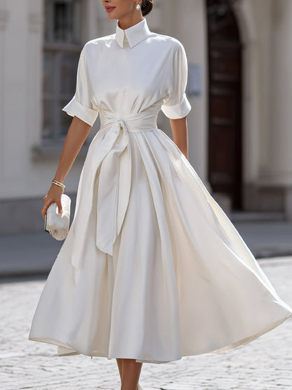 Belted Shirt-Style Midi Dress