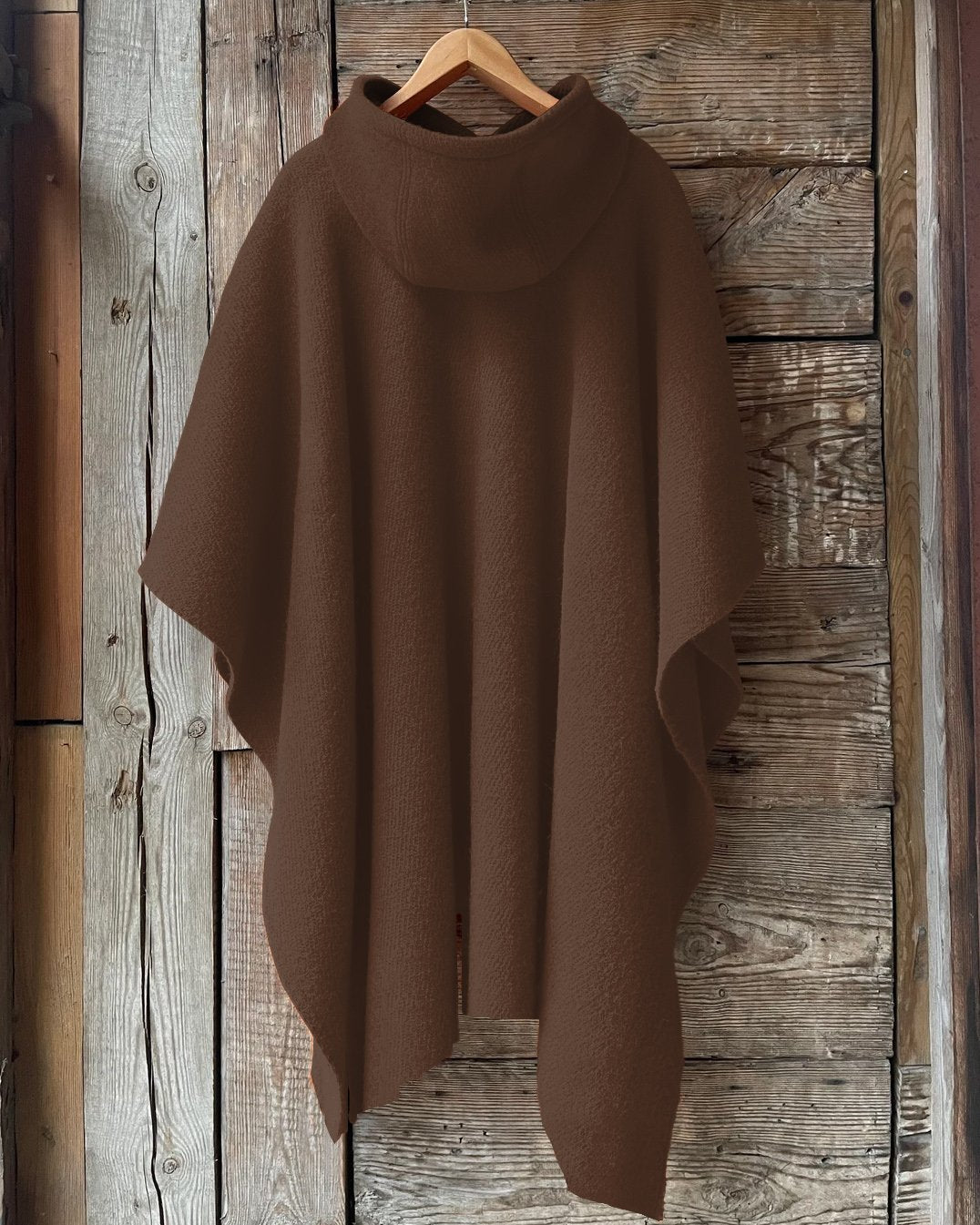 Casual Solid Color Hooded Warm Shawl Cape