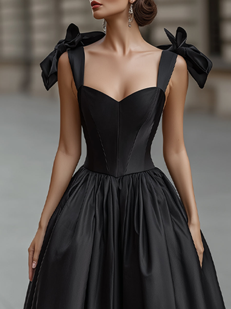 Elegant Bow-Shoulder Corset  Ball Gown Dress
