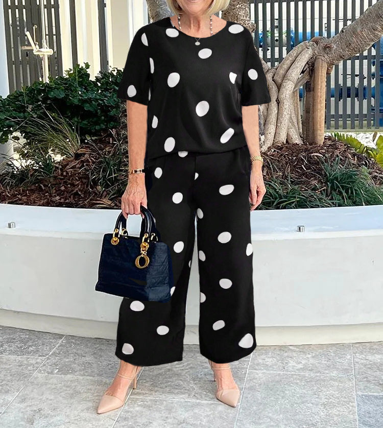 Classic Polka Dot Two-Piece Pantsuit